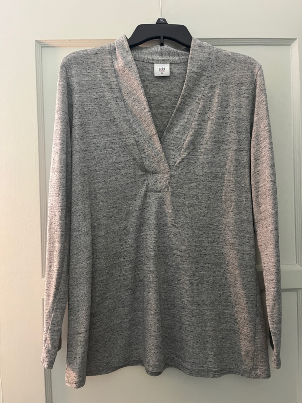 CAbi Heather Grey V-Neck Long Sleeve Top